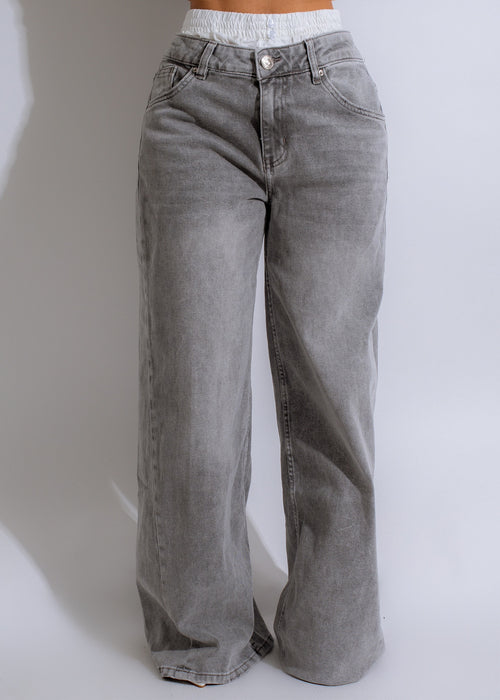 High-quality, sustainable grey denim jeans with a modern twist for a trendy wardrobe staple