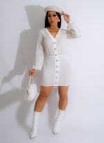 Cozy Day Knitted Mini Dress White, a beautiful and comfortable knit dress perfect for casual days