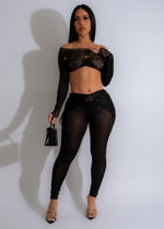 Midnight Lace Legging Set Black with elegant lace details and sleek design