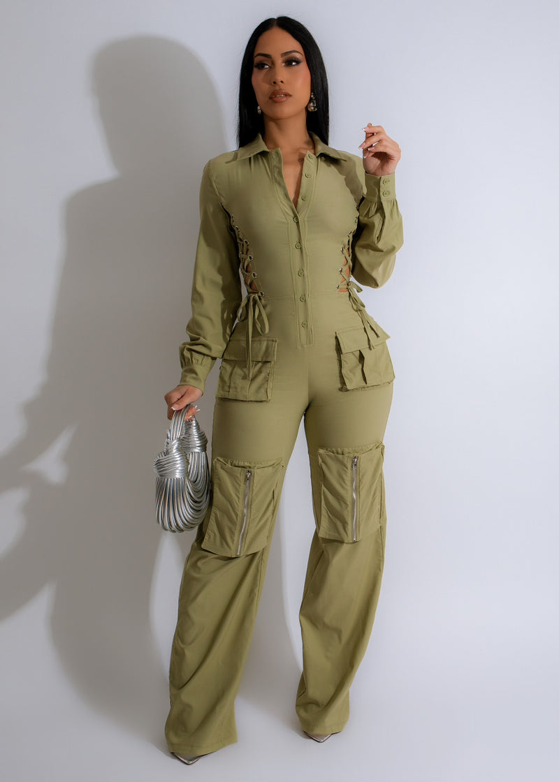 Exclusively Cargo Jumpsuit Green, a versatile and stylish outfit for any occasion