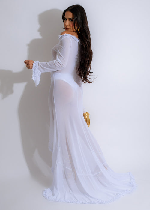  Stunning and alluring sheer white dress with beautiful embroidery