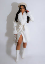 Stay warm and stylish in our Keep Me Cozy Faux Fur Coat White, featuring luxurious faux fur and a sleek, timeless design