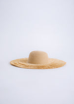 Beige luxury vacay hat with wide brim and stylish ribbon accent
