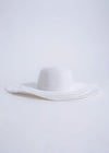 Stylish and elegant white Luxury Vacay Hat perfect for beach vacation