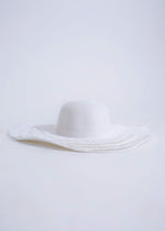 Stylish and elegant white Luxury Vacay Hat perfect for beach vacation