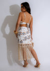  Fashionable white fringe skirt set for women's summer wardrobe