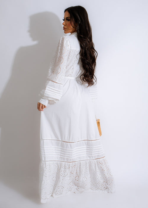 Harmony Sheath Lace Maxi Dress White