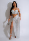 Her Time To Shine Rhinestones Skirt Set White - Front View