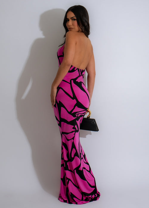 Elegant and feminine pink maxi dress with a flattering empire waist and delicate lace details