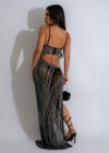 Her Time To Shine Rhinestones Skirt Set Black, back view, flowy skirt, stretchy material, comfortable fit
