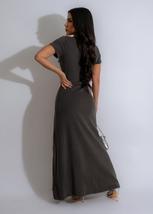  I'm Just A Girl Pearl Maxi Dress grey, a stunning and sophisticated gown in a timeless shade of grey, adorned with delicate pearls for a touch of luxury
