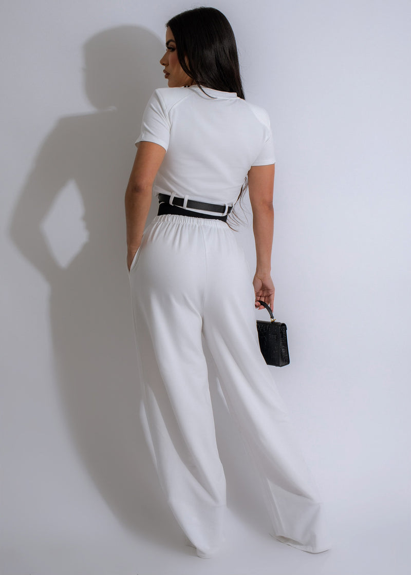 Stylish and sophisticated white pant set for a modern look