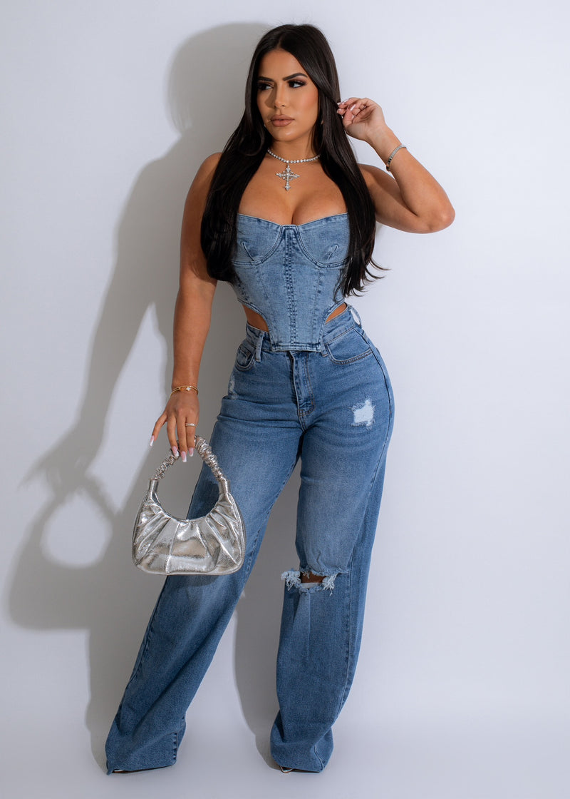 Perfect Timing Denim Crop Top