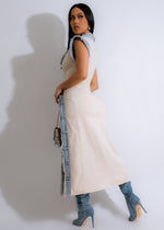 Stylish and versatile Don't Stop Denim Midi Dress in nude color