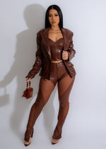 Miss Popular Mesh Faux Leather Pants Brown