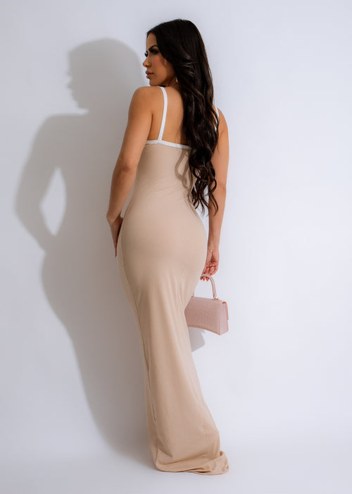 Calm Day Ribbed Maxi Dress Nude