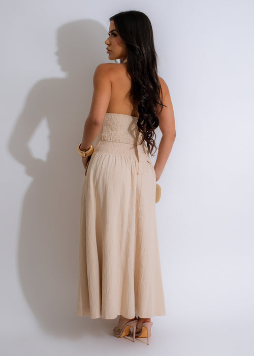 Sweet Place Linen Skirt Set Nude - a stylish, comfortable outfit perfect for summer days
