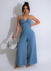 Light denim jumpsuit with a relaxed fit and a flattering silhouette