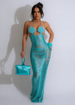 Saharan Sunset Maxi Dress Blue, a flowing, elegant ensemble perfect for summer evenings