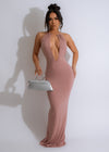 High Power Glitter Maxi Dress in Pink with Sequin Embellishments