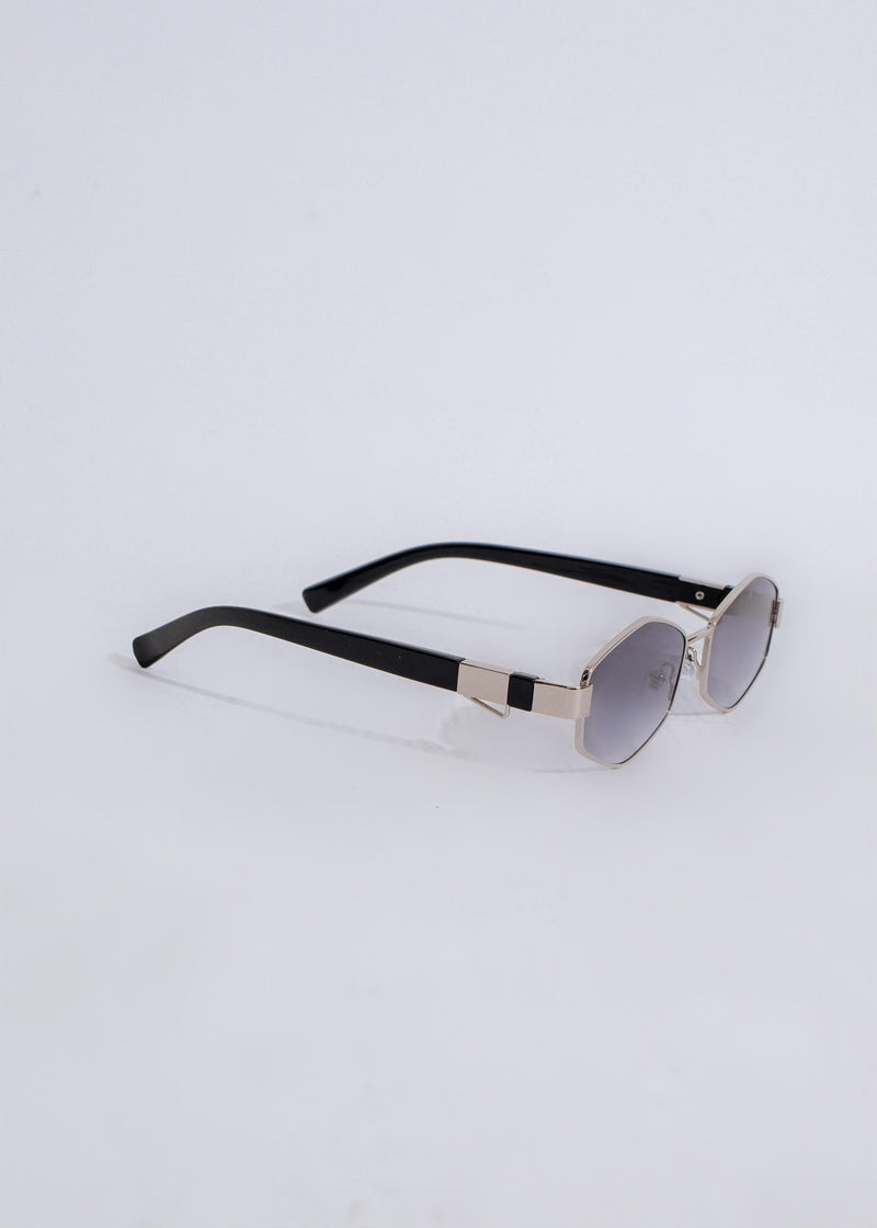 Stylish silver sunglasses with mirrored lenses, perfect for adding a glamorous touch to your look