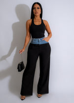 I Like You Denim Pant Black: High-waisted, slim-fit, black denim pants with distressed detailing