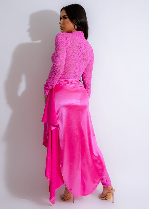 Chic Parisian Lace Jumpsuit Set Pink
