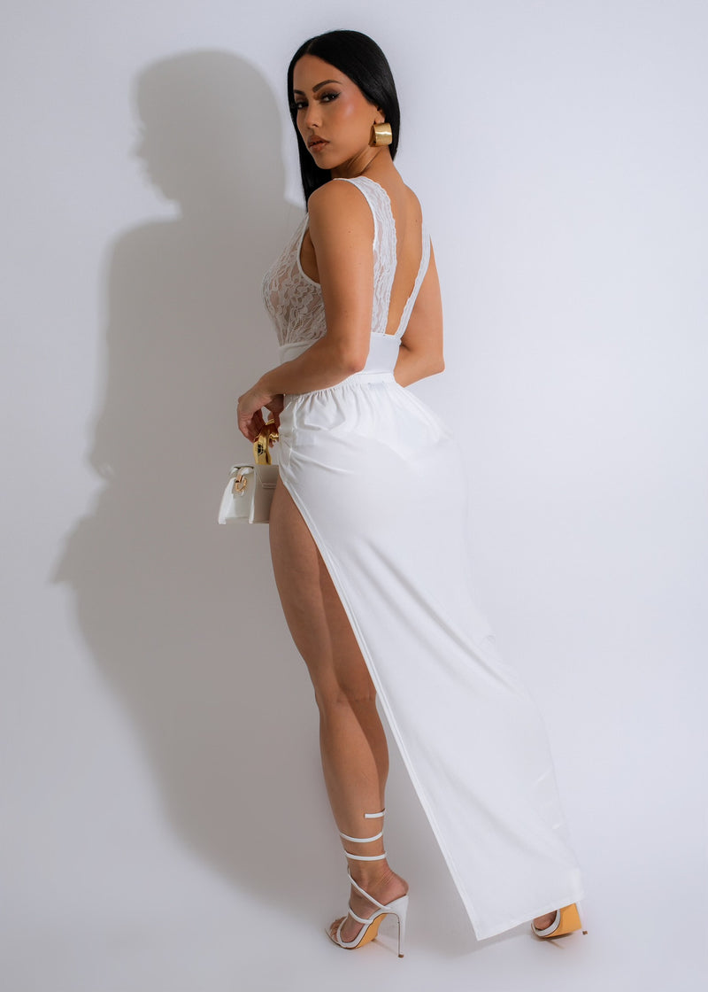 Beautiful Nice Night Lace Skirt Set White, perfect for special occasions and events