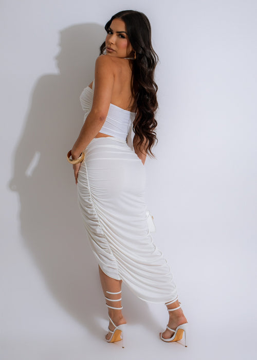 Find Your Love Ruched Skirt Set White
