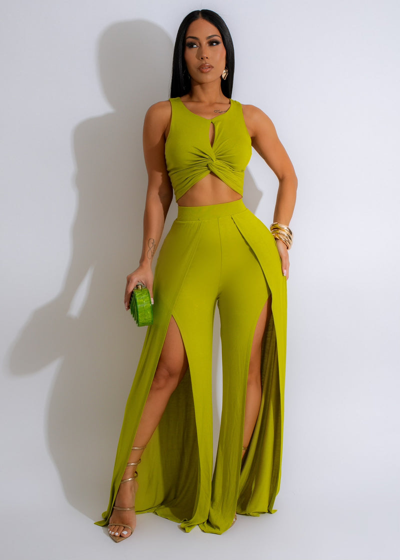 In Control Ruched Pant Set Green