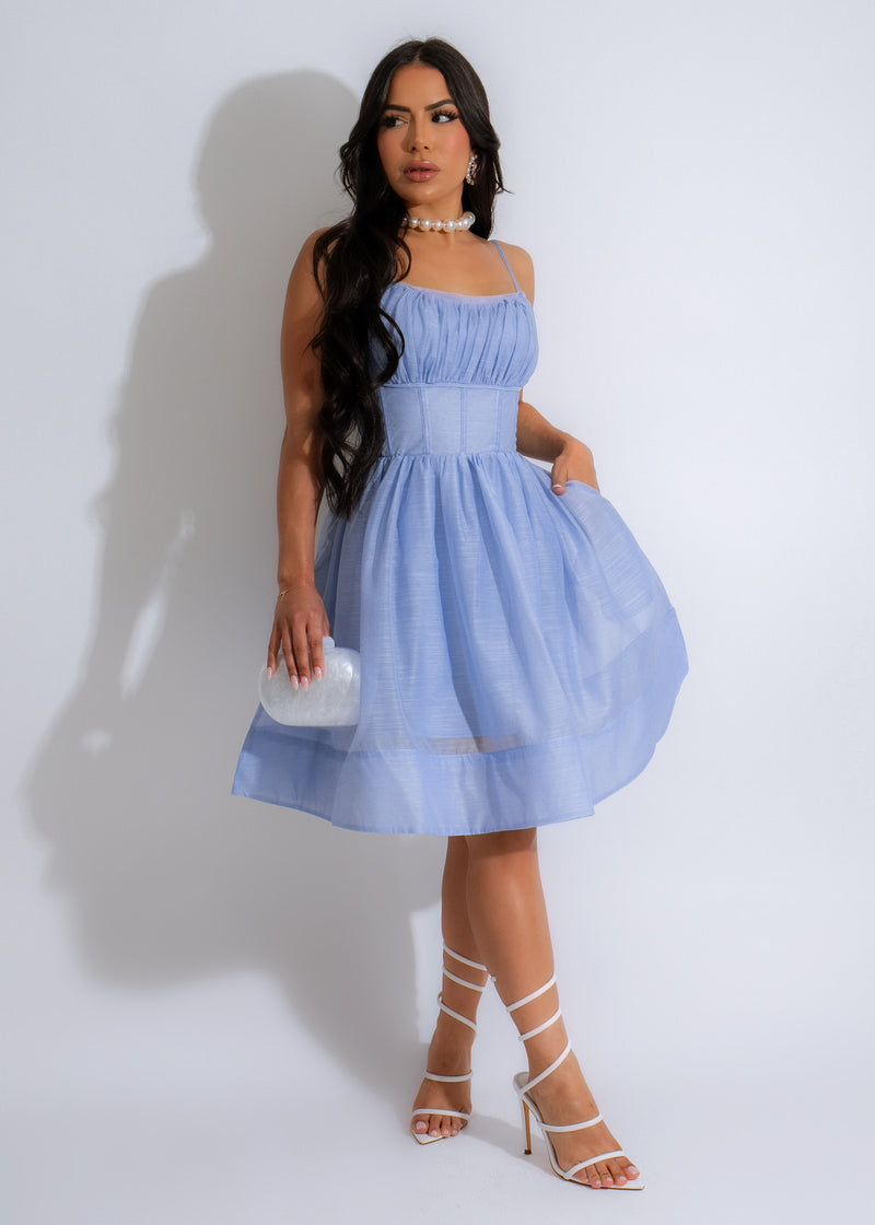 Soft Serenity Chiffon Mini Dress Blue