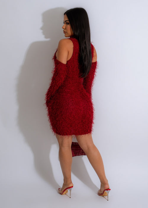 Ready For It Fur Mini Dress Set Red