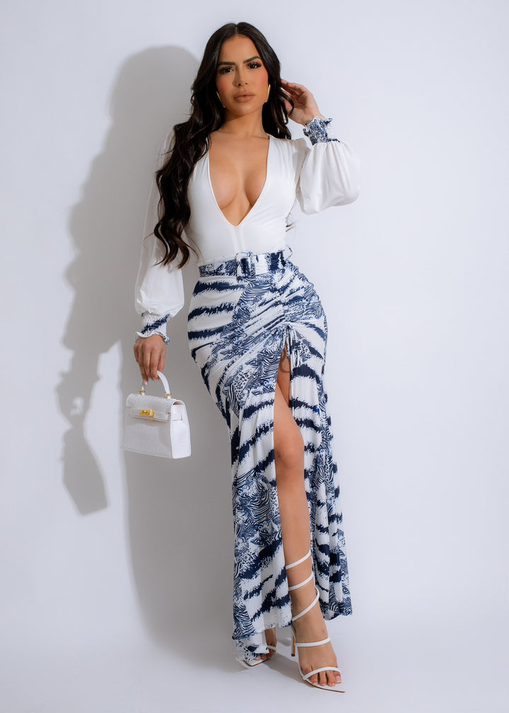 Painted Breeze Mesh Ruched Maxi Dress Green