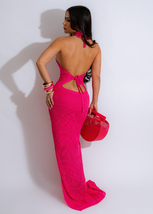 Take A Walk With Me Crochet Maxi Dress Pink