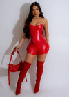 Good Girl Vibes Short Set Faux Leather Red