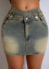 Adorable baby girl denim mini skirt with cut out detailing