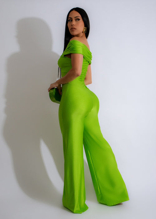About Your Love Silk Jumpsuit Green