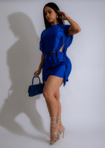 Blue fringe short set with a trendy design and comfortable fit