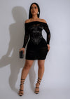 Black mesh and satin mini dress set with seductive cutouts and matching thong