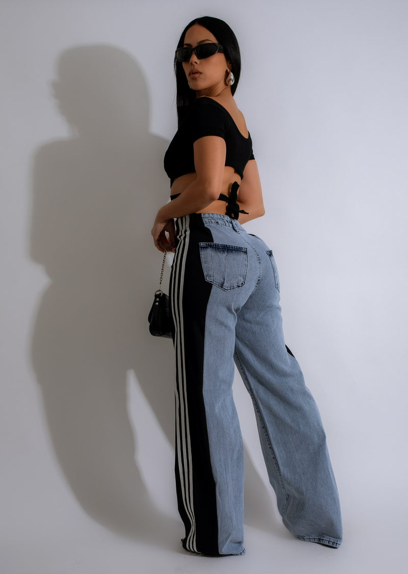  Front view of black Perfect Vibes jeans showcasing a classic 5-pocket design and button-fly closure