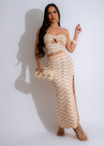 A charming knitted skirt set in a lovely nude color