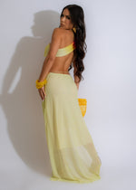 Sunshine Mesh Ruched Maxi Dress Yellow