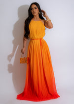 Hot Possession Ombre Maxi Dress Orange in a vibrant sunset orange color, flowing and elegant, perfect for summer events or vacations