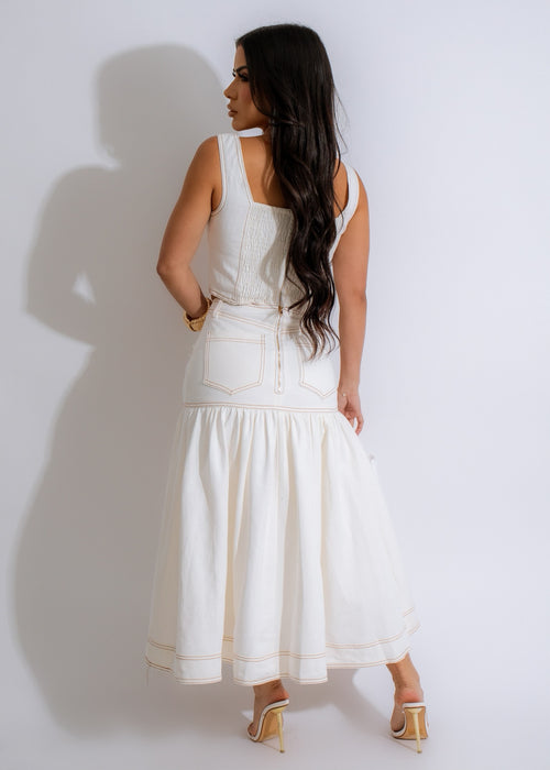 Dream Girl Denim Skirt Set White