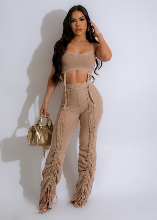 Better Impossible Ribbed Pant Set Nude, a comfortable and stylish loungewear ensemble in a neutral tone