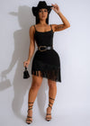 My Rhythm Fringe Skirt Black, a stylish and versatile fashion choice