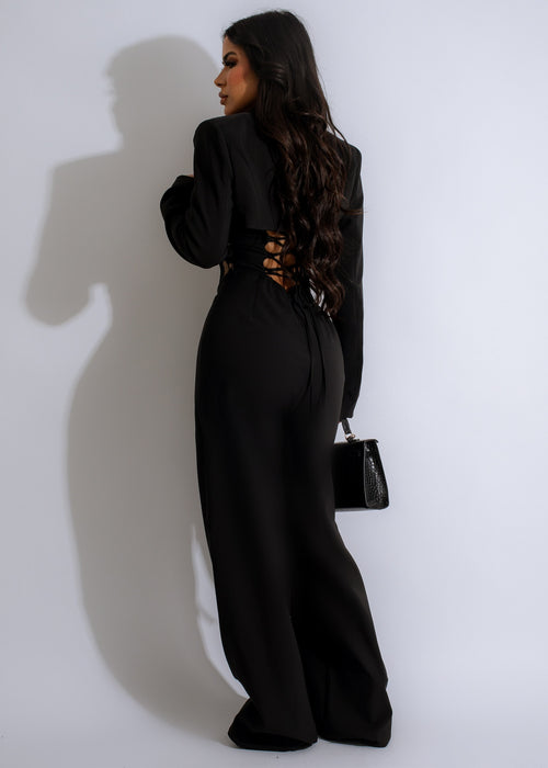 Luxe Vision Lace Jumpsuit Set Black