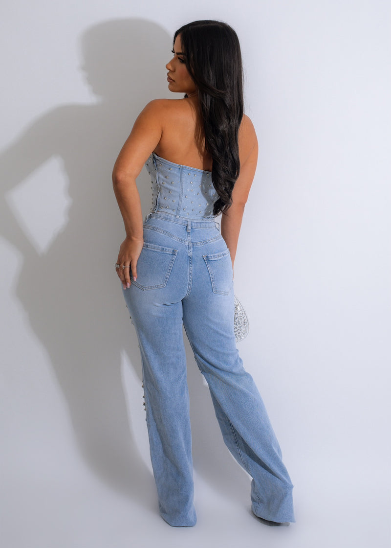 Mixed Emotions Rhinestones Distressed Jeans