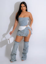 Bad Intention Denim Mini Skirt Set Denim