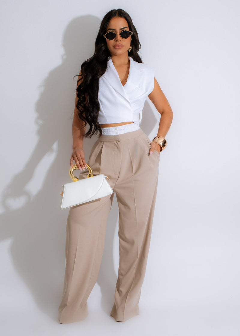 Business Woman Crop Top White